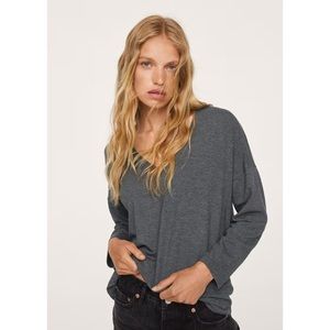 Mango | Long-Sleeved V-Neck T-Shirt